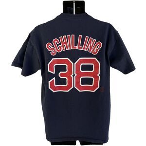 Vintage Majestic Boston Red Sox Curt Schilling T-Shirt Jersey Sz L